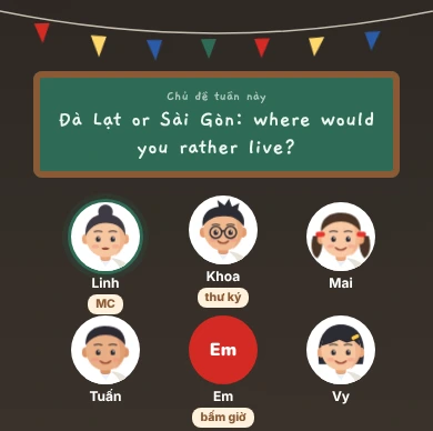 CLB tiếng Anh tối thứ Sáu: chủ đề tuần này và các bạn trong lớp