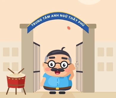 Thầy Phú đứng chờ trước cổng trường, bên cạnh trống trường